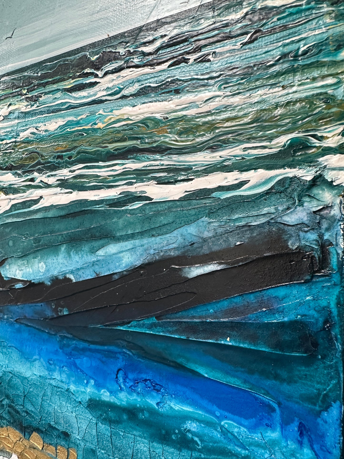 Beneath The Blue I - Original Art, Seascape Art, Textured Art