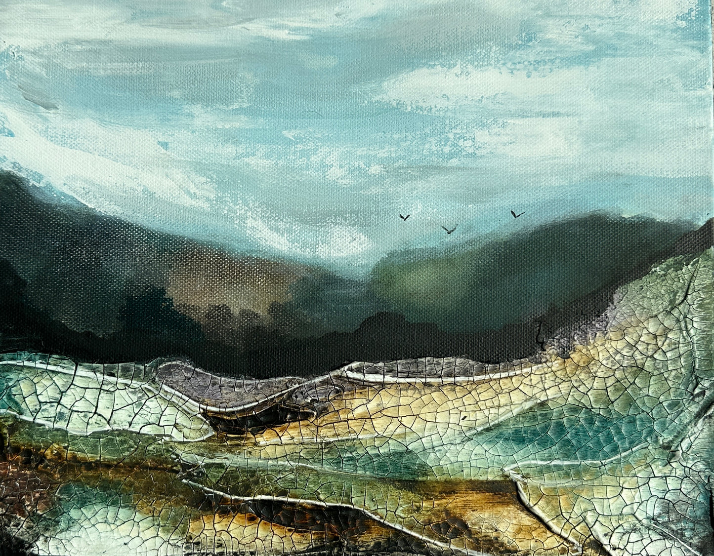 Beneath The Still - Abstract Landscape, Green Landscape Art