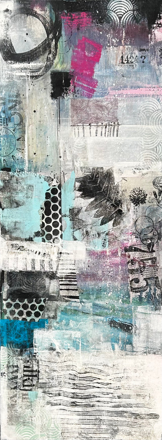 All is Not Lost - Original Art, Collage Art, montage art, pinks and blues
