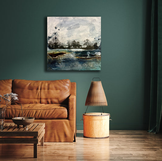 Down the Village - Original Art, abstract landscape