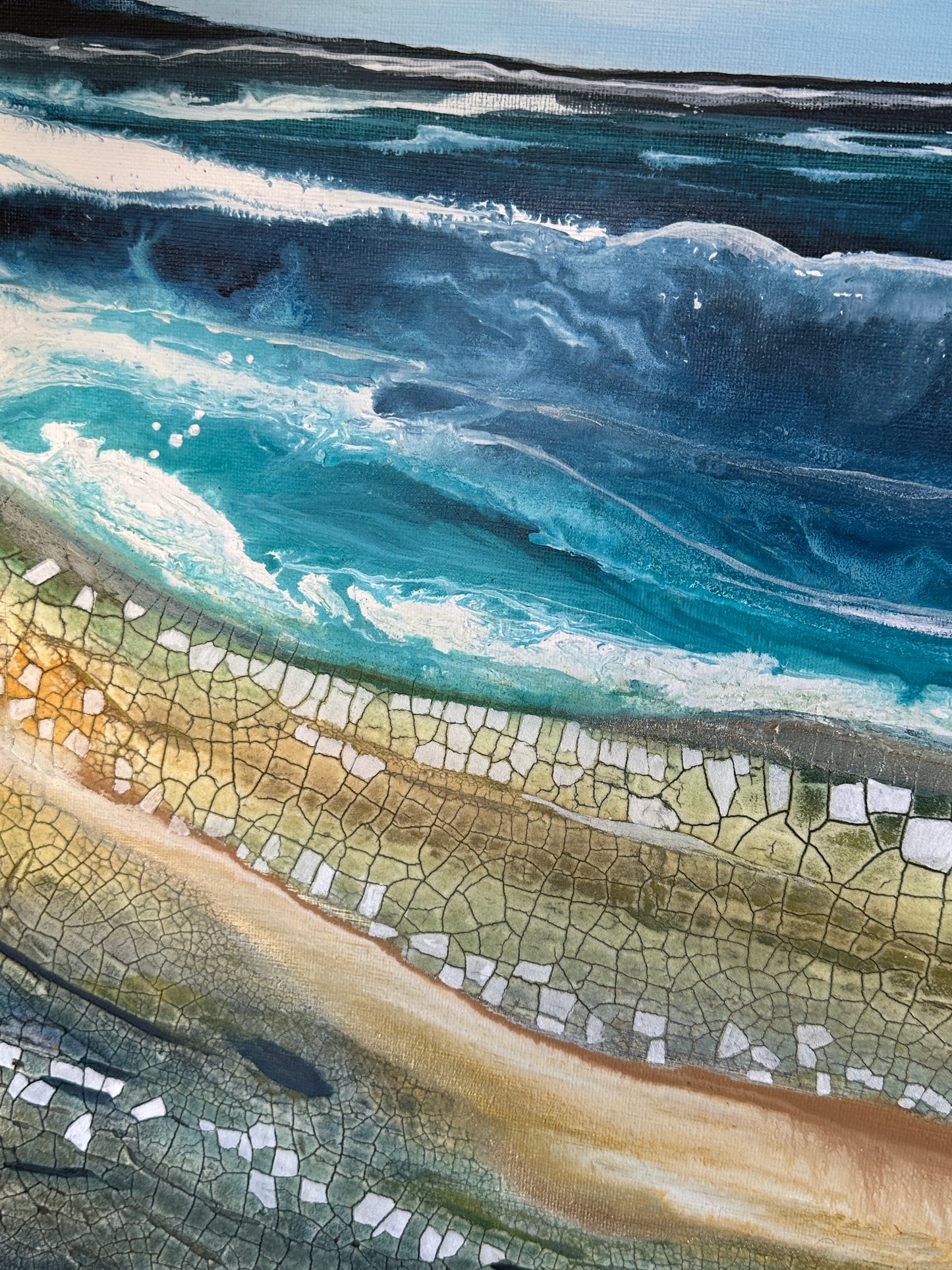 Close up of textured art seascape