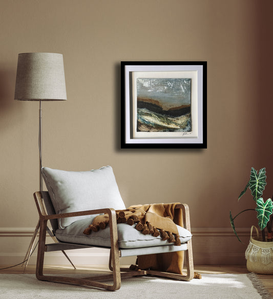 Fading Echoes Original Art - Abstract Landscape framed