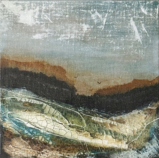 Fading Echoes Original Art - Abstract Landscape framed