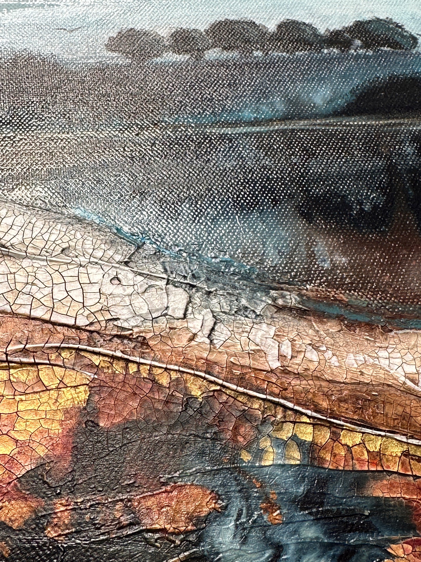 The Healing Ground – Abstract Landscape Painting, Gold and Copper, Original Art