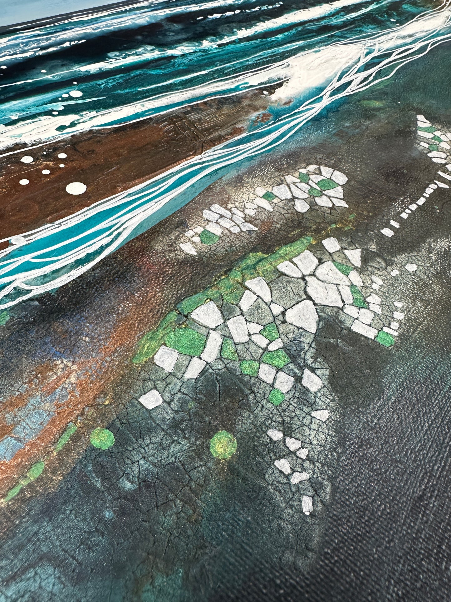 The Shifting Tide – Abstract Seascape, Blue Sea Art, Textured Art