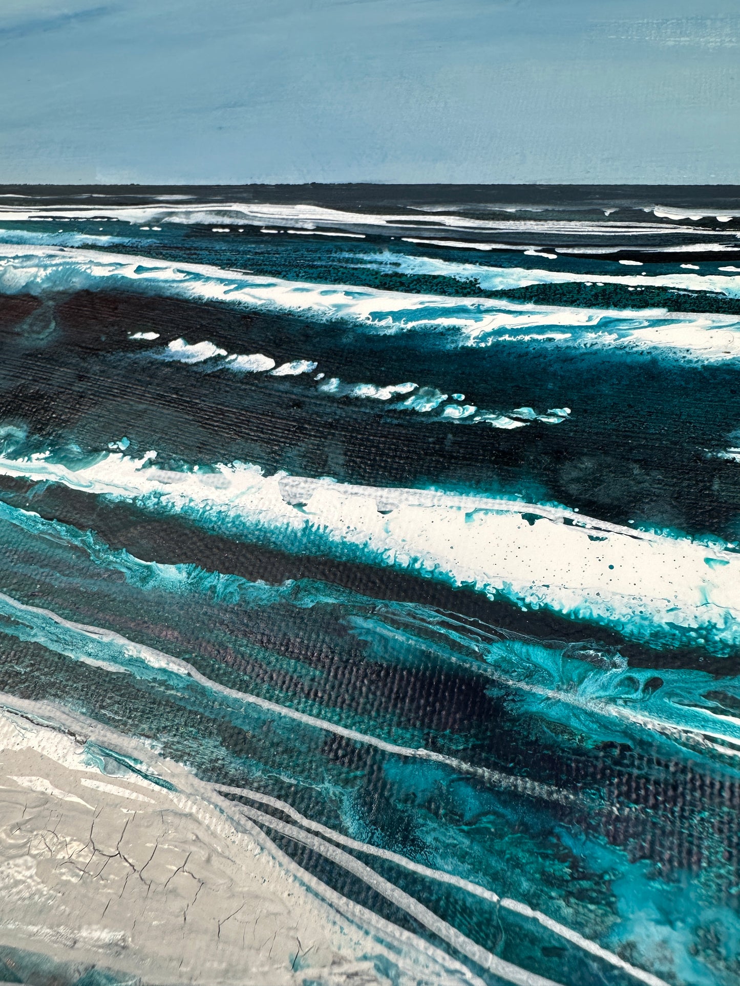 The Shifting Tide – Abstract Seascape, Blue Sea Art, Textured Art