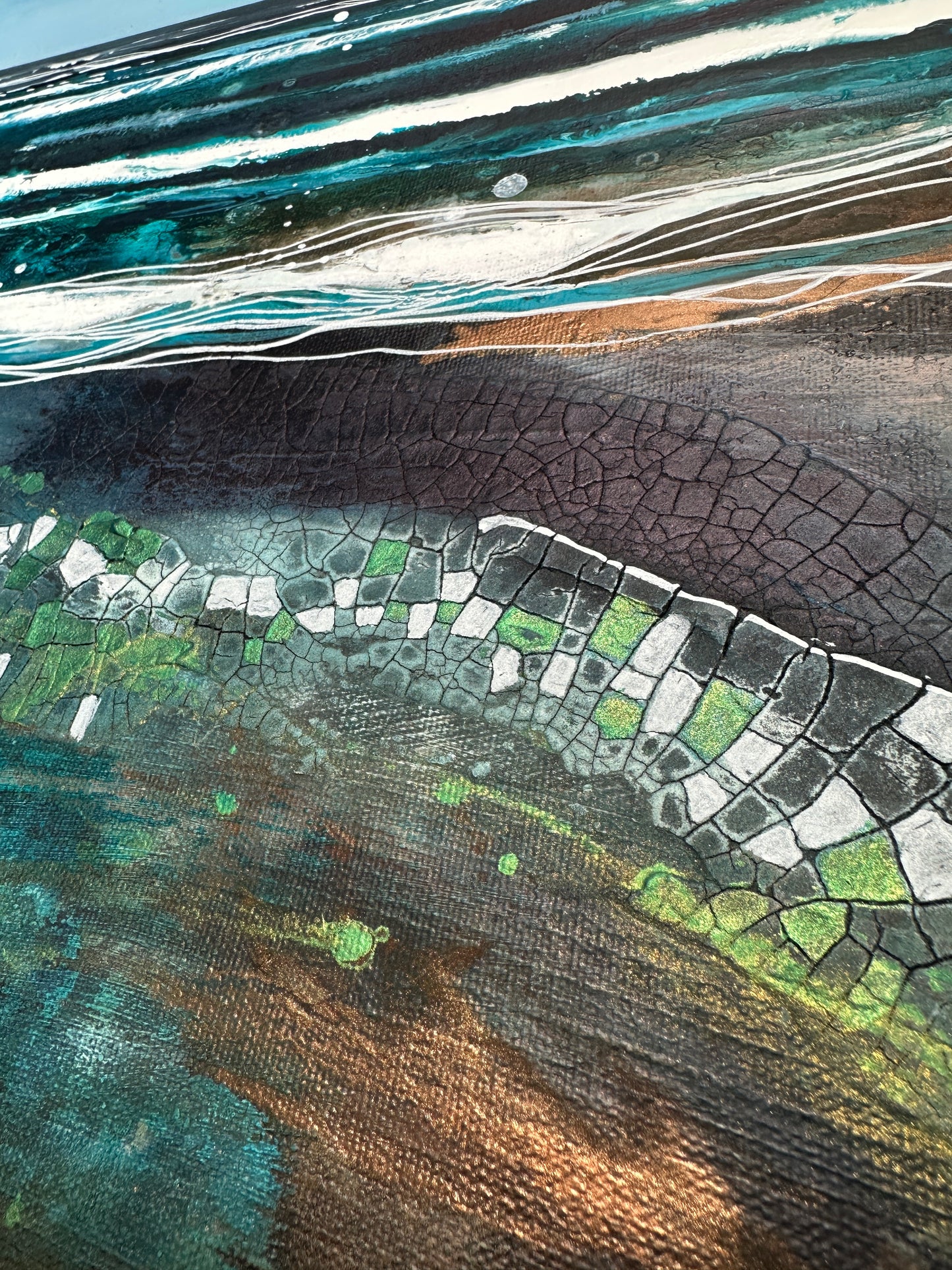 The Shifting Tide – Abstract Seascape, Blue Sea Art, Textured Art