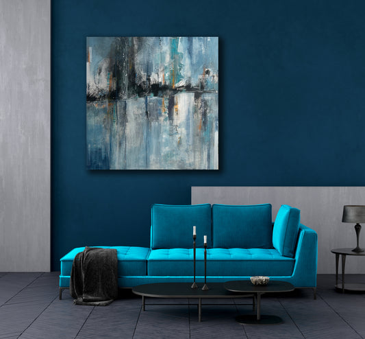 Life Reflection - Original Art, Abstract Painting, Blue Abstract