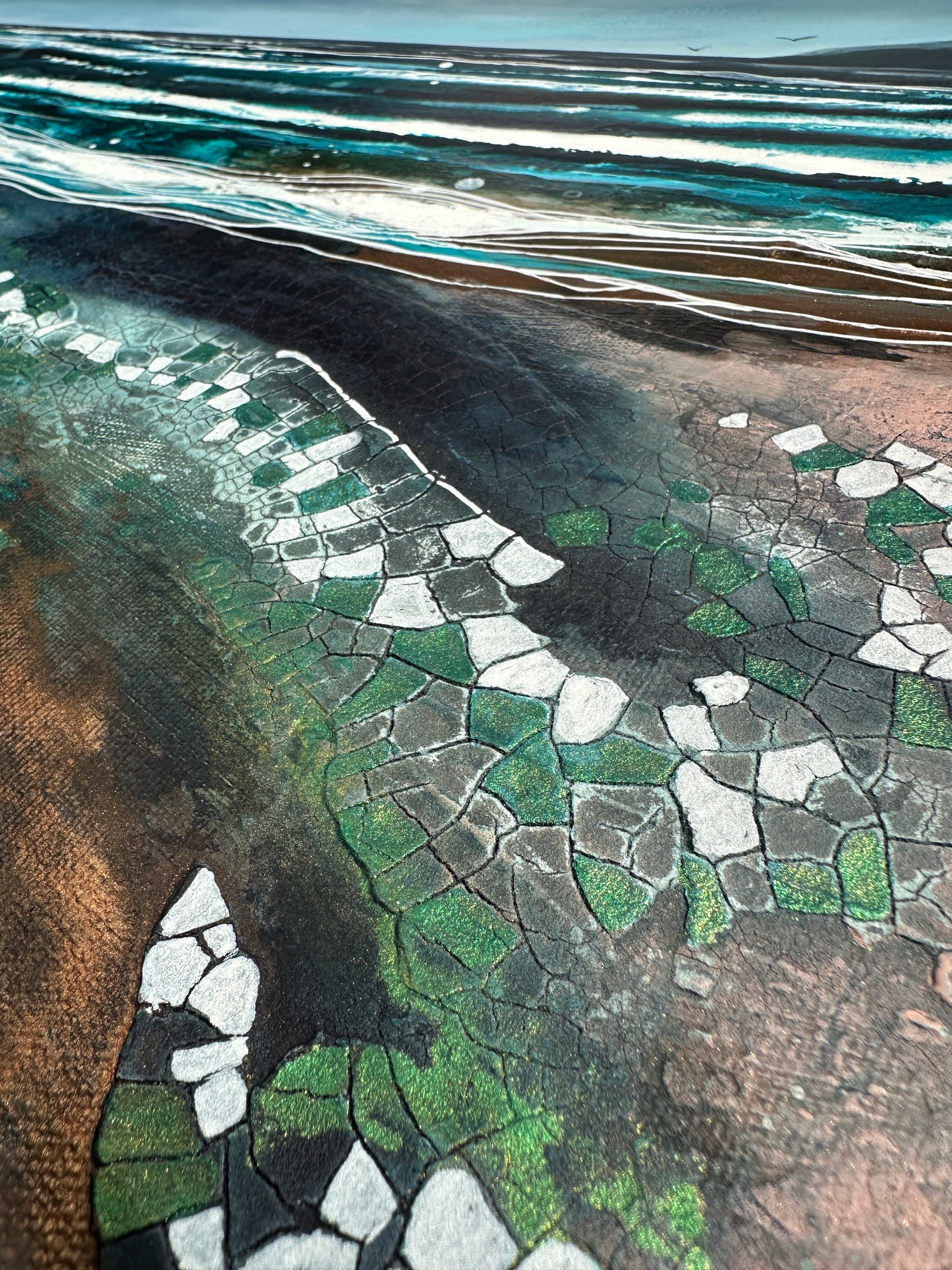 The Shifting Tide – Abstract Seascape, Blue Sea Art, Textured Art