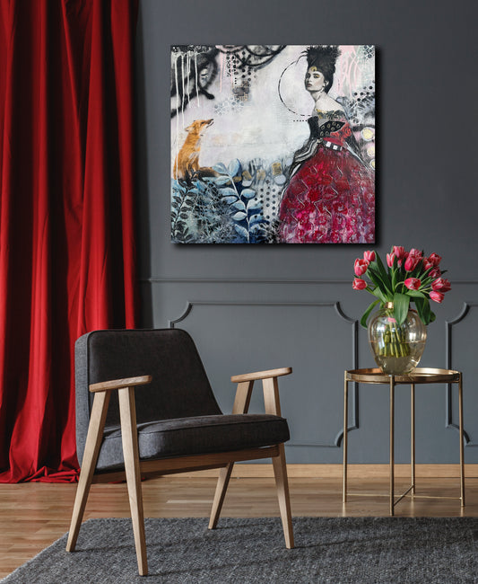 Untold Story - Original Art, Landscape, fox, royal, female portrait