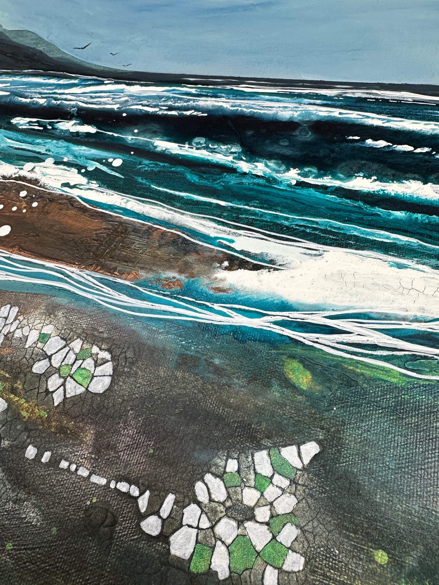 The Shifting Tide – Abstract Seascape, Blue Sea Art, Textured Art
