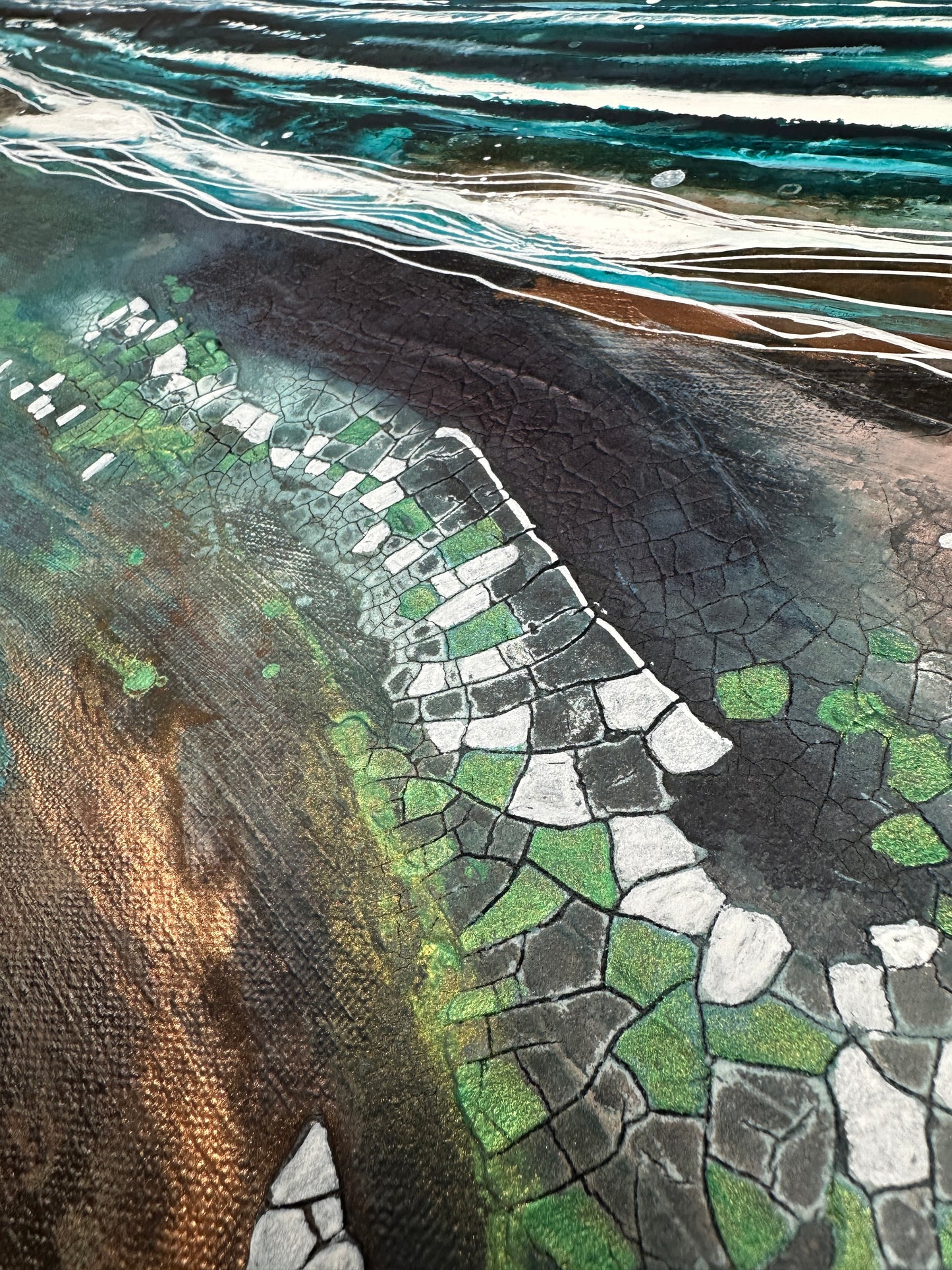 The Shifting Tide – Abstract Seascape, Blue Sea Art, Textured Art