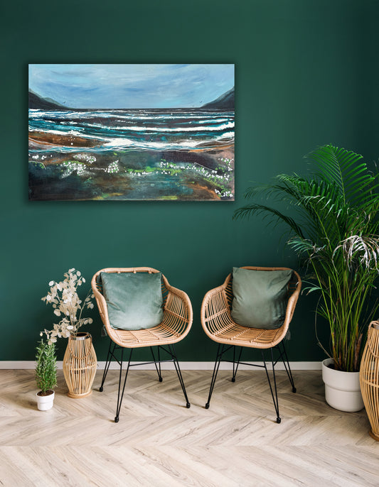 The Shifting Tide – Abstract Seascape, Blue Sea Art, Textured Art