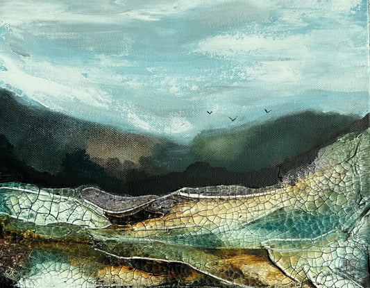 Beneath The Still - Abstract Landscape, Green Landscape Art