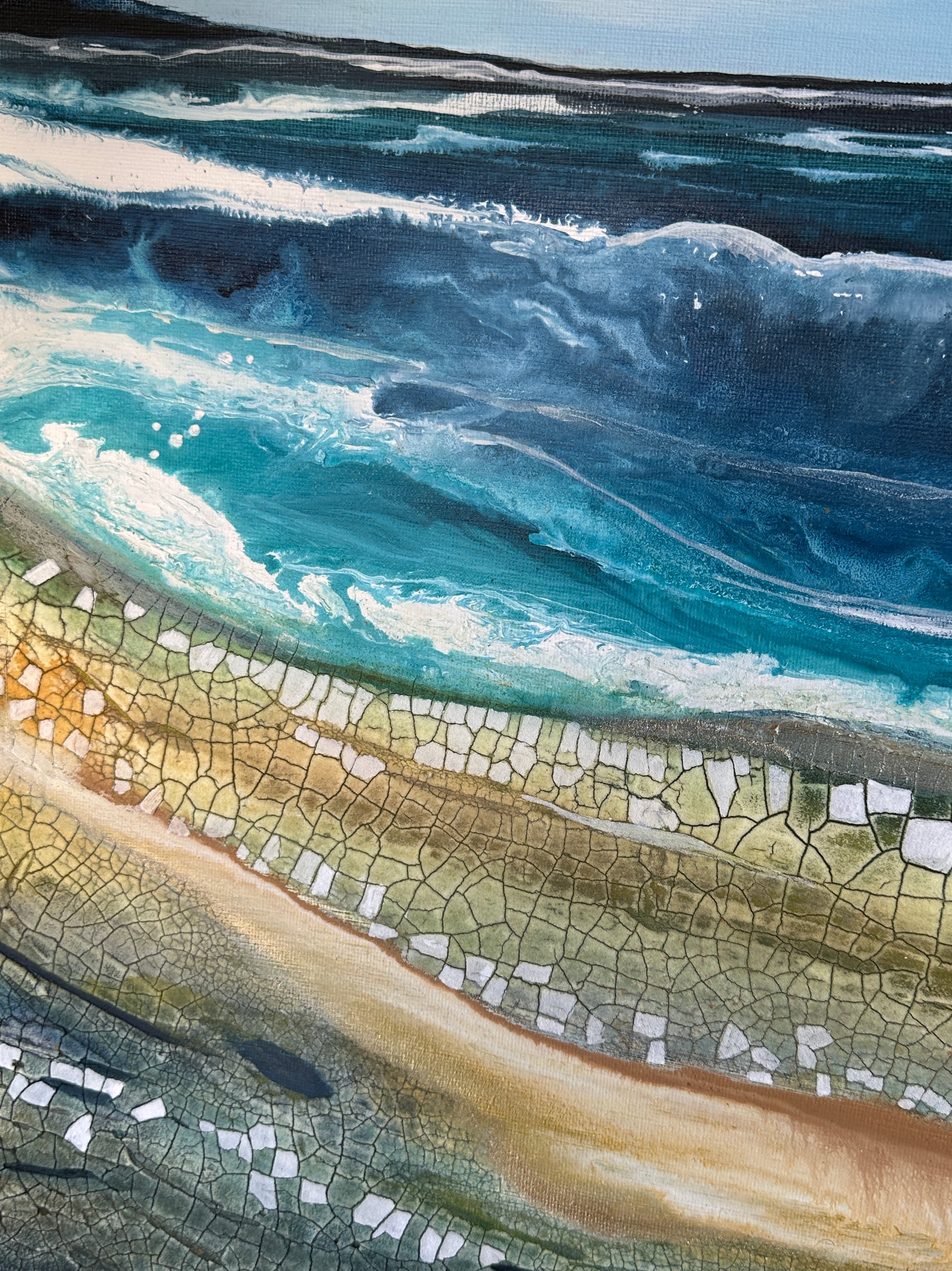 Close up of textured art seascape
