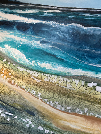 Close up of textured art seascape
