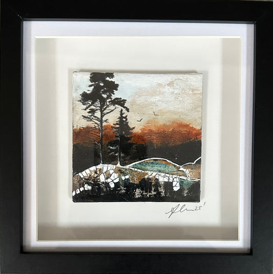 Mini Original Art - Fire Sky II, mini landscape