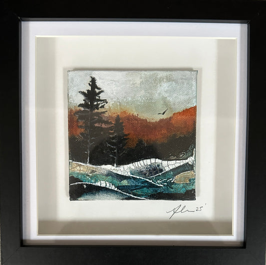 Mini Original Art - Fire Sky III, mini landscape