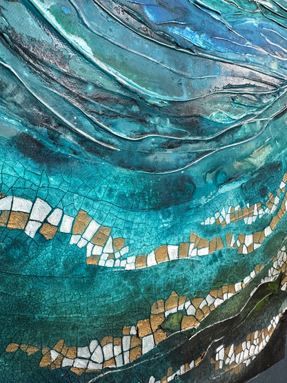 SALE!! Fragments of Me - Original Art, Seascape, Blue Painting, Abstract