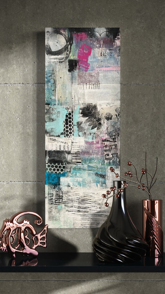 All is Not Lost - Original Art, Collage Art, montage art, pinks and blues