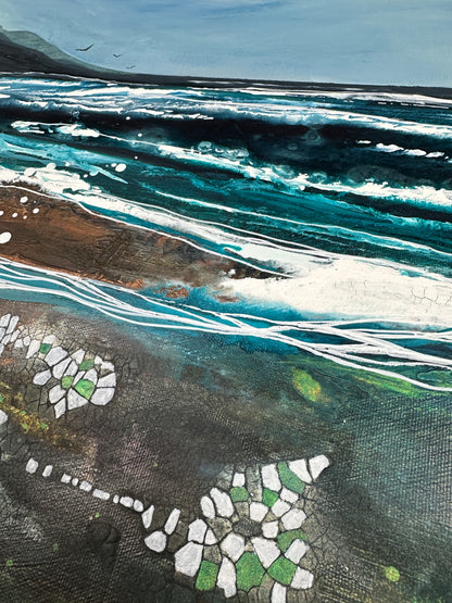 The Shifting Tide – Abstract Seascape, Blue Sea Art, Textured Art